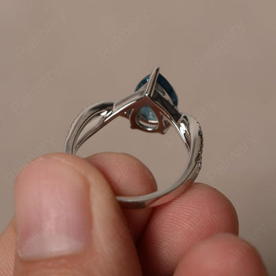 Twisted Band Pear Shaped London Blue Topaz Rings - Palmary