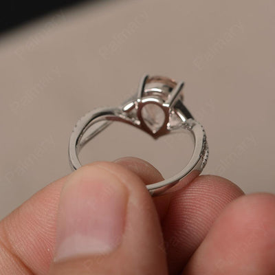 Twisted Band Pear Shaped Morganite Rings - Palmary