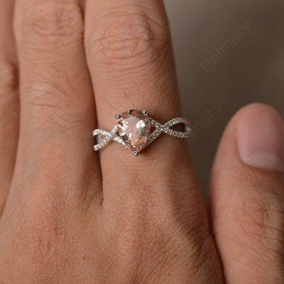 Twisted Band Pear Shaped Morganite Rings - Palmary