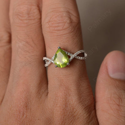 Twisted Band Pear Shaped Peridot Rings - Palmary