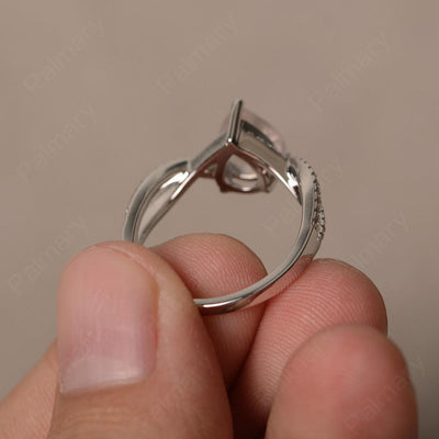 Twisted Band Pear Shaped Rose Quartz Rings - Palmary