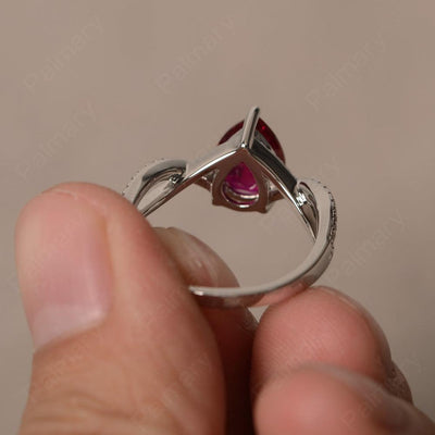 Twisted Band Pear Shaped Ruby Rings - Palmary