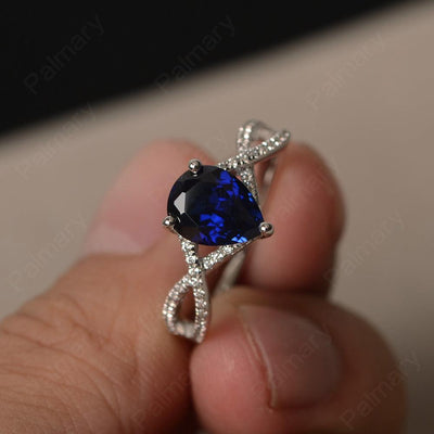 Twisted Band Pear Shaped Sapphire Rings - Palmary
