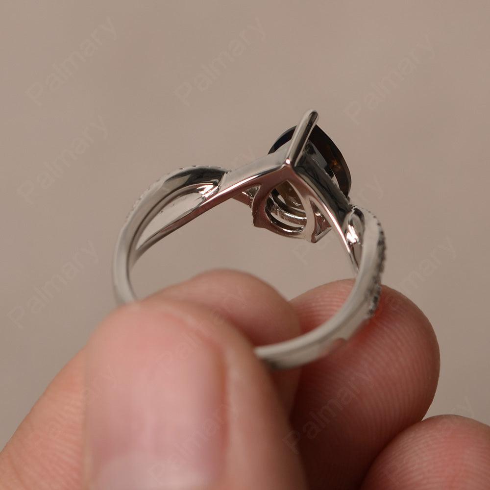 Twisted Band Pear Shaped Smoky Quartz  Rings - Palmary