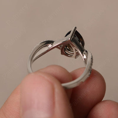 Twisted Band Pear Shaped Smoky Quartz  Rings - Palmary