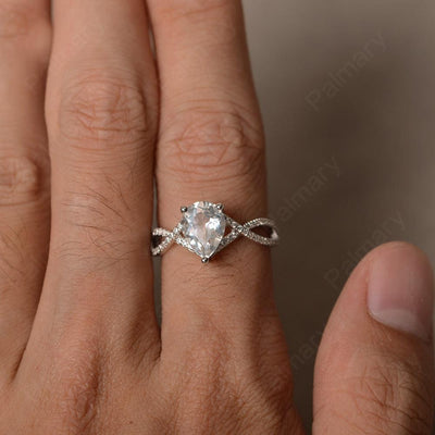 Twisted Band Pear Shaped White Topaz Rings - Palmary
