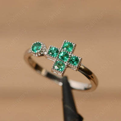 6 Stone Emerald Cross Rings - Palmary