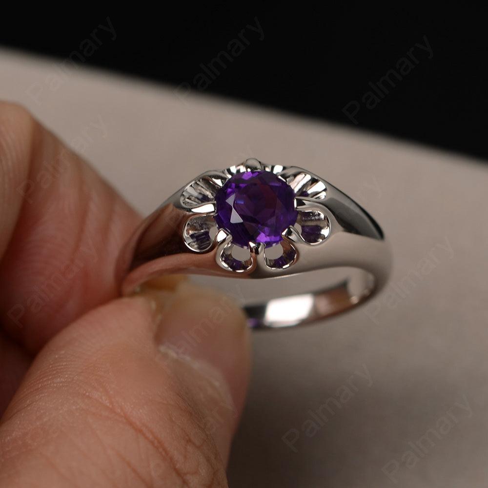 Vintage Amethyst Solitaire Engagement Ring - Palmary