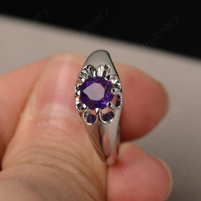 Vintage Amethyst Solitaire Engagement Ring - Palmary