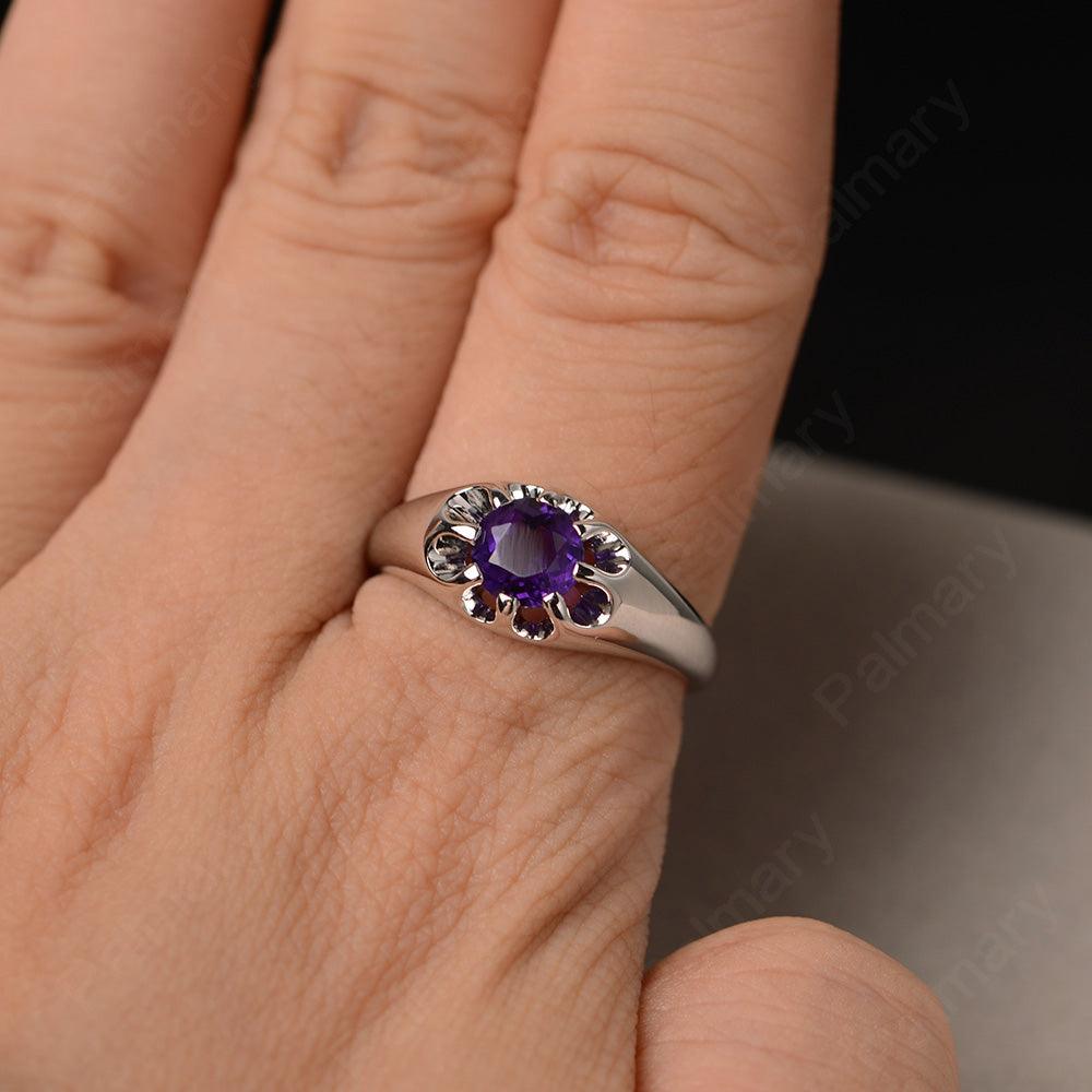 Vintage Amethyst Solitaire Engagement Ring - Palmary