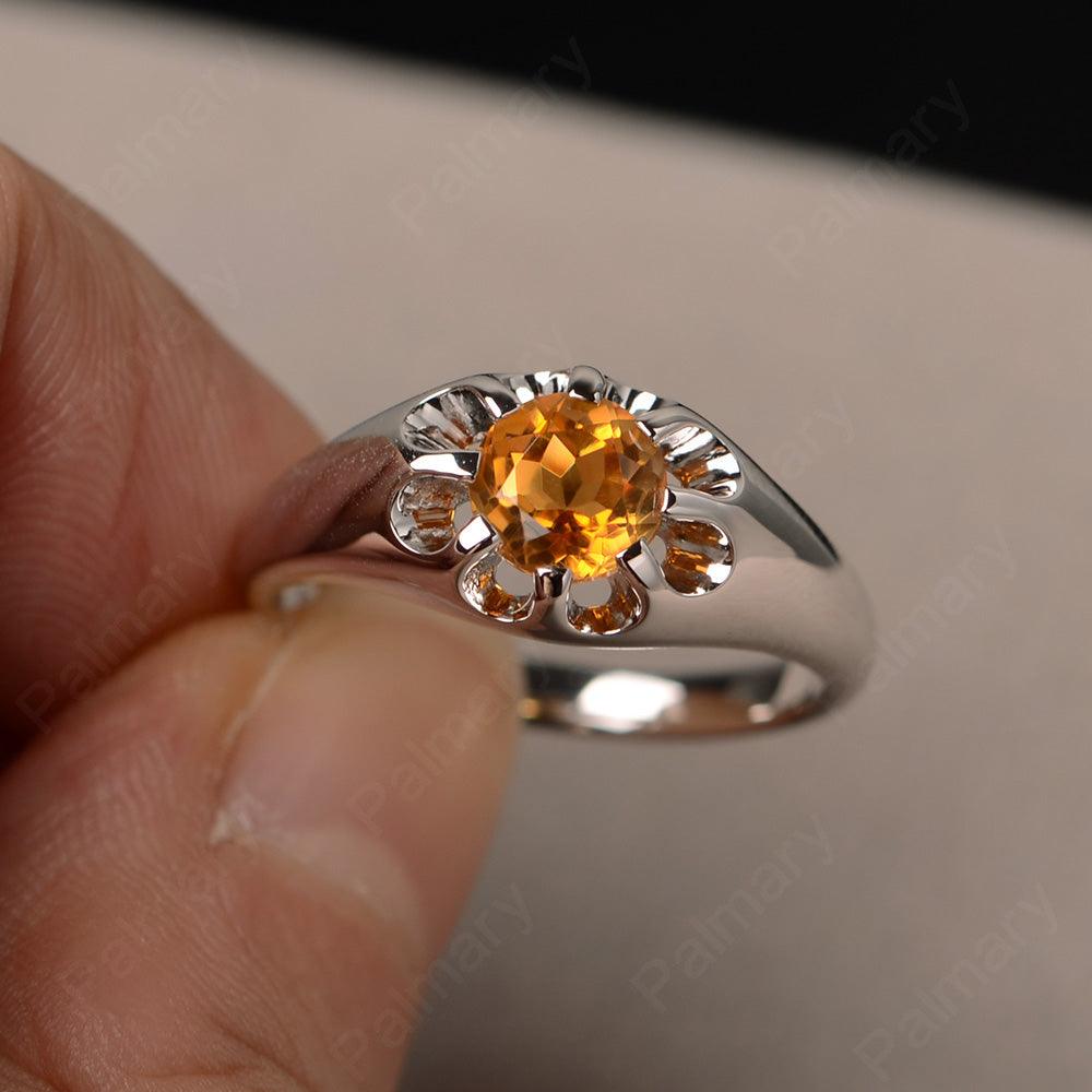 Vintage Citrine Solitaire Engagement Ring - Palmary