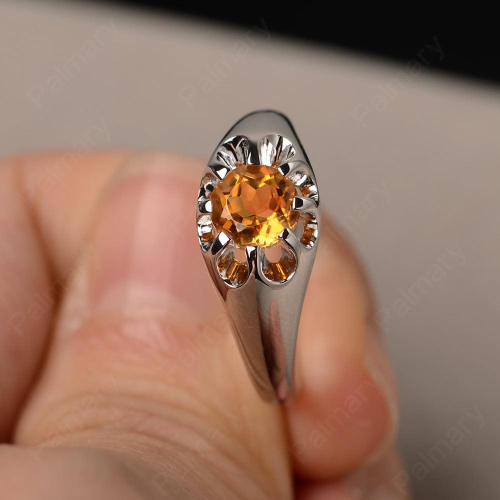 Vintage Citrine Solitaire Engagement Ring - Palmary