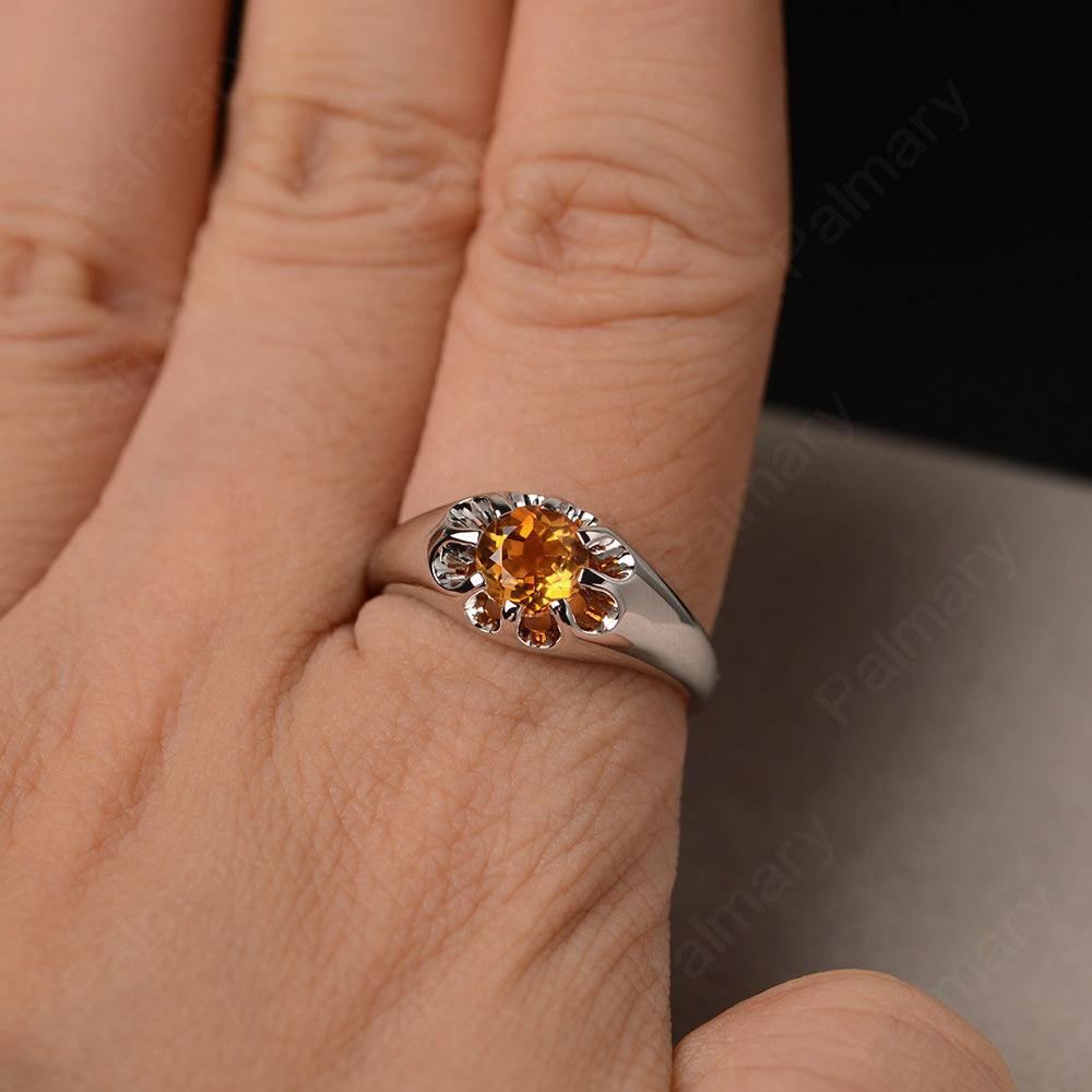 Vintage Citrine Solitaire Engagement Ring - Palmary