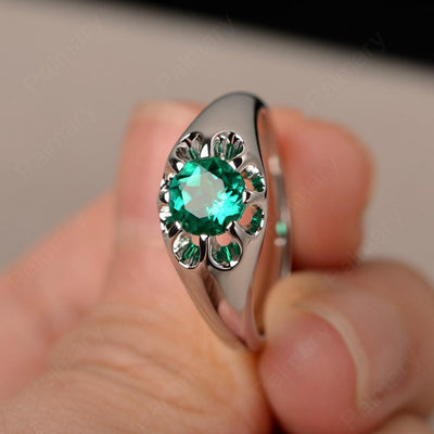 Vintage Emerald Solitaire Engagement Ring - Palmary