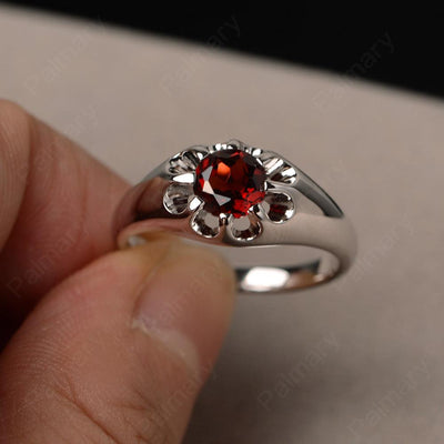 Vintage Garnet Solitaire Engagement Ring - Palmary
