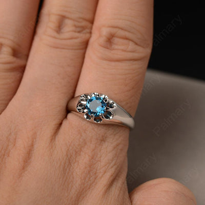 Vintage London Blue Topaz Solitaire Engagement Ring - Palmary