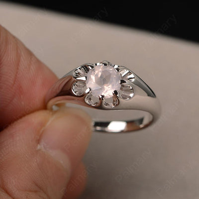 Vintage Rose Quartz Solitaire Engagement Ring - Palmary