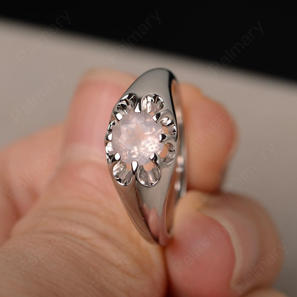 Vintage Rose Quartz Solitaire Engagement Ring - Palmary