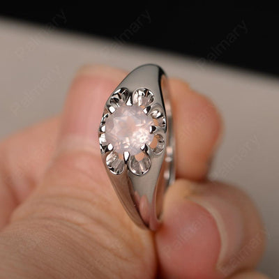 Vintage Rose Quartz Solitaire Engagement Ring - Palmary