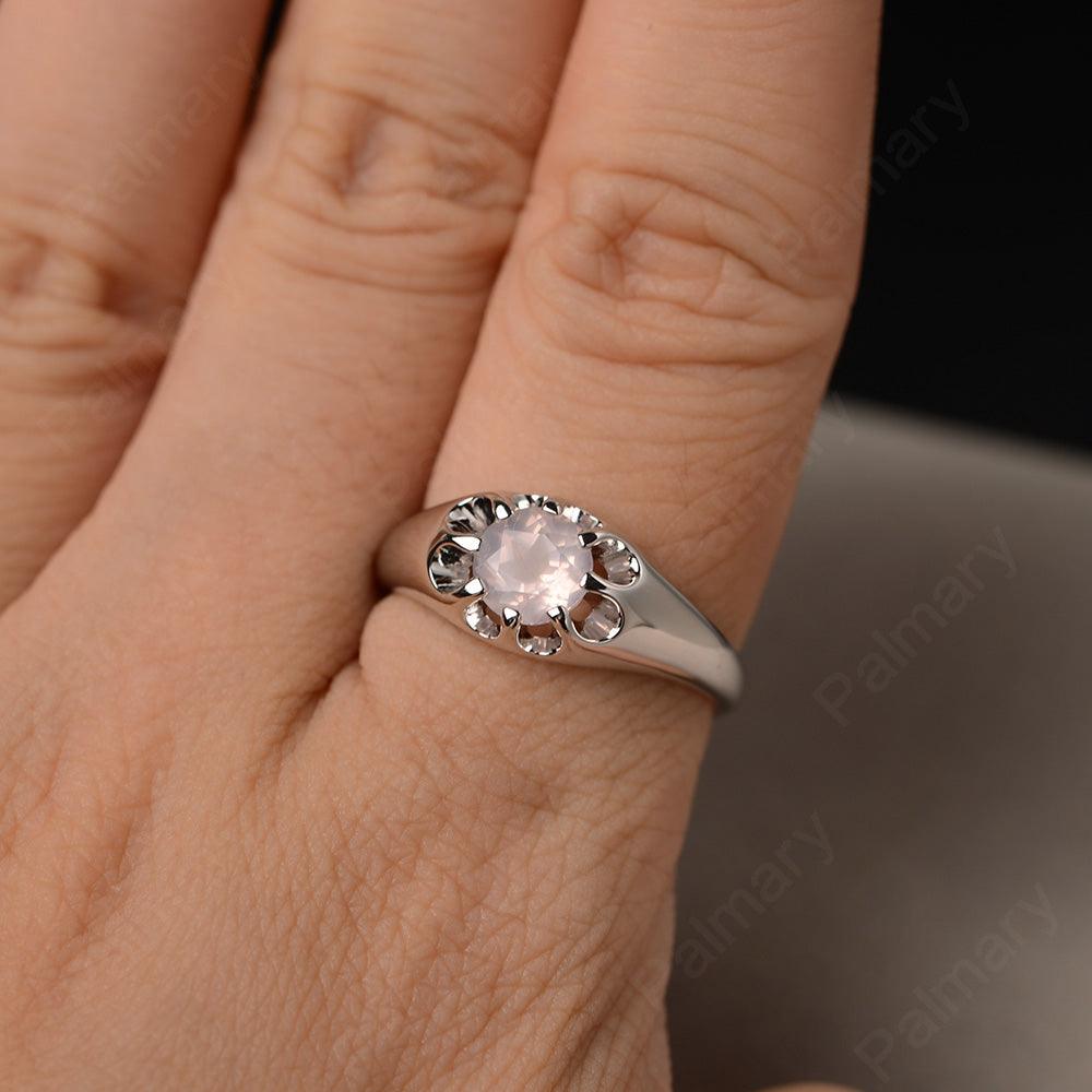 Vintage Rose Quartz Solitaire Engagement Ring - Palmary
