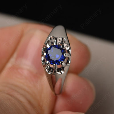Vintage Sapphire Solitaire Engagement Ring - Palmary