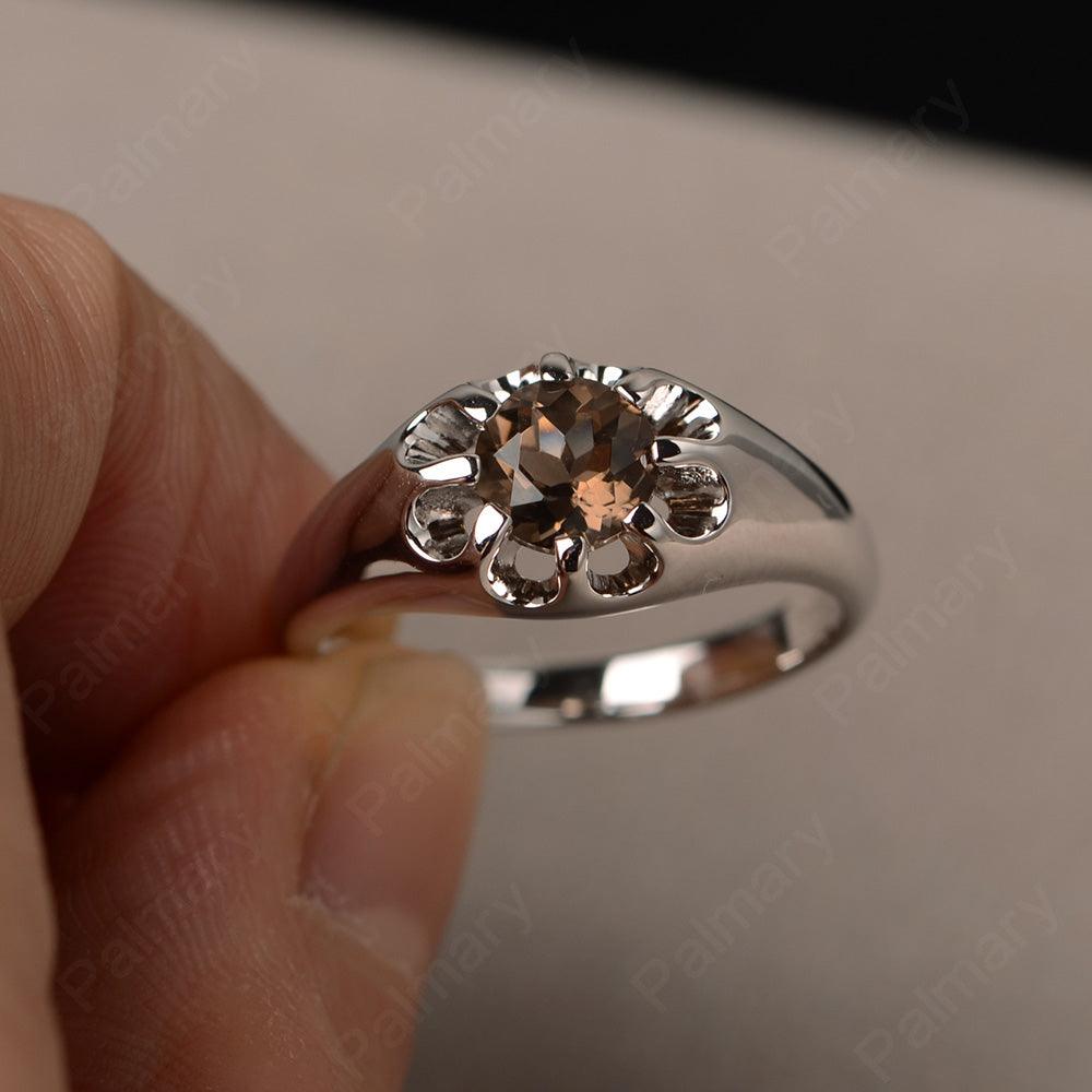 Vintage Smoky Quartz  Solitaire Engagement Ring - Palmary