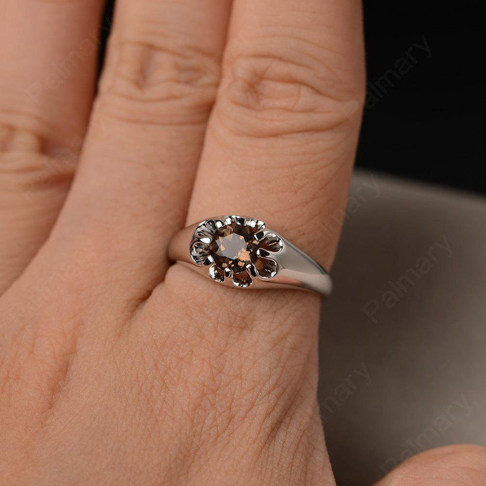 Vintage Smoky Quartz  Solitaire Engagement Ring - Palmary