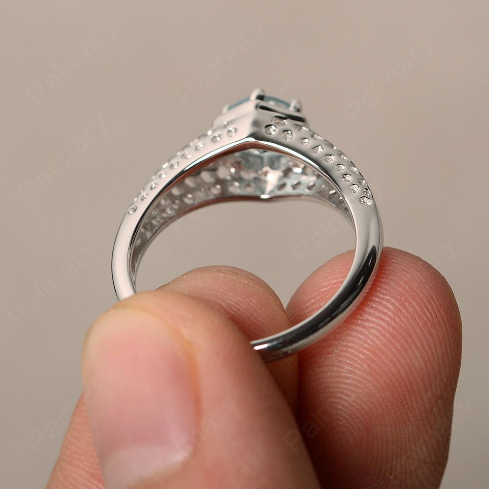 Vintage Aquamarine Hollow-out Ring - Palmary