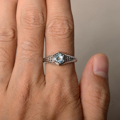 Vintage Aquamarine Hollow-out Ring - Palmary