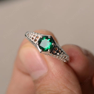 Vintage Emerald Hollow-out Ring - Palmary