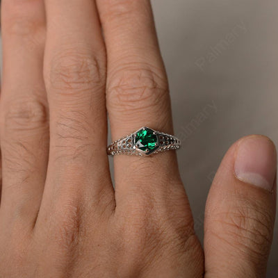 Vintage Emerald Hollow-out Ring - Palmary