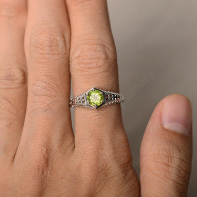 Vintage Peridot Hollow-out Ring - Palmary