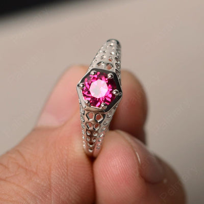 Vintage Ruby Hollow-out Ring - Palmary