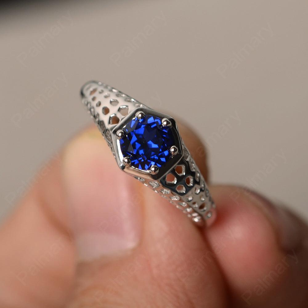 Vintage Sapphire Hollow-out Ring - Palmary