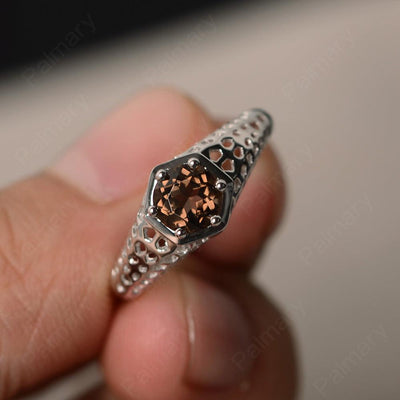 Vintage Smoky Quartz  Hollow-out Ring - Palmary