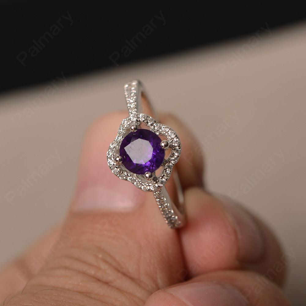 Round Cut Classics Amethyst Halo Rings - Palmary