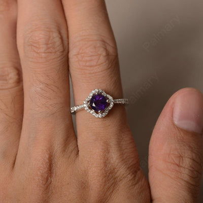 Round Cut Classics Amethyst Halo Rings - Palmary