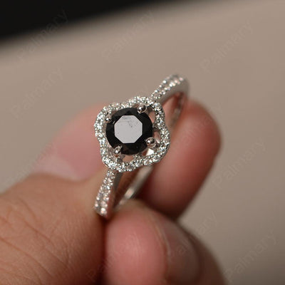 Round Cut Classics Black Spinel Halo Rings - Palmary