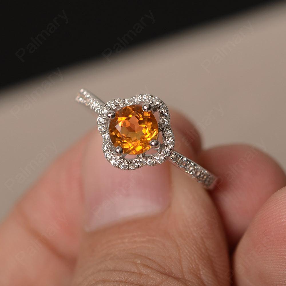 Round Cut Classics Citrine Halo Rings - Palmary