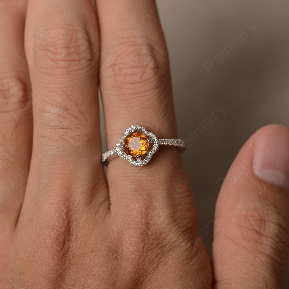 Round Cut Classics Citrine Halo Rings - Palmary