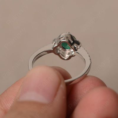 Round Cut Classics Emerald Halo Rings - Palmary