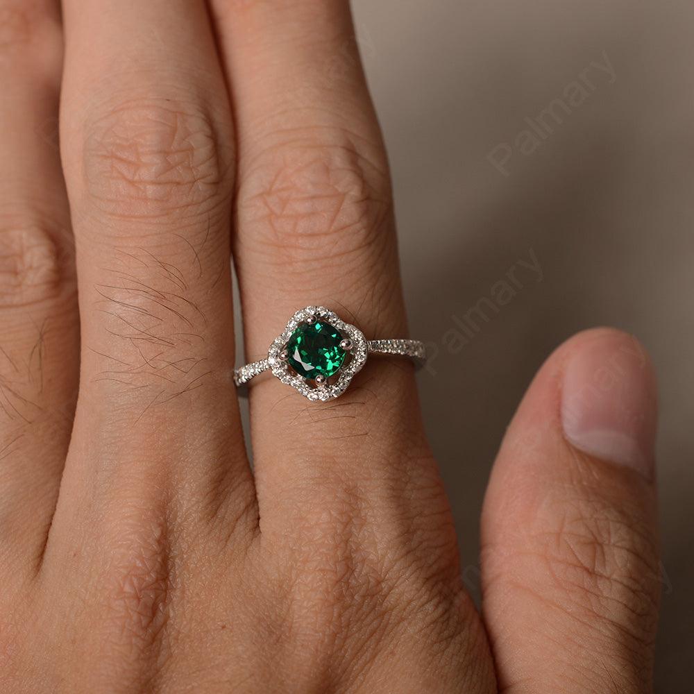 Round Cut Classics Emerald Halo Rings - Palmary