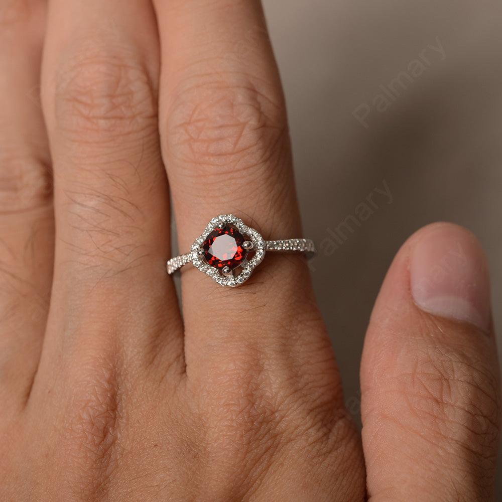 Round Cut Classics Garnet Halo Rings - Palmary