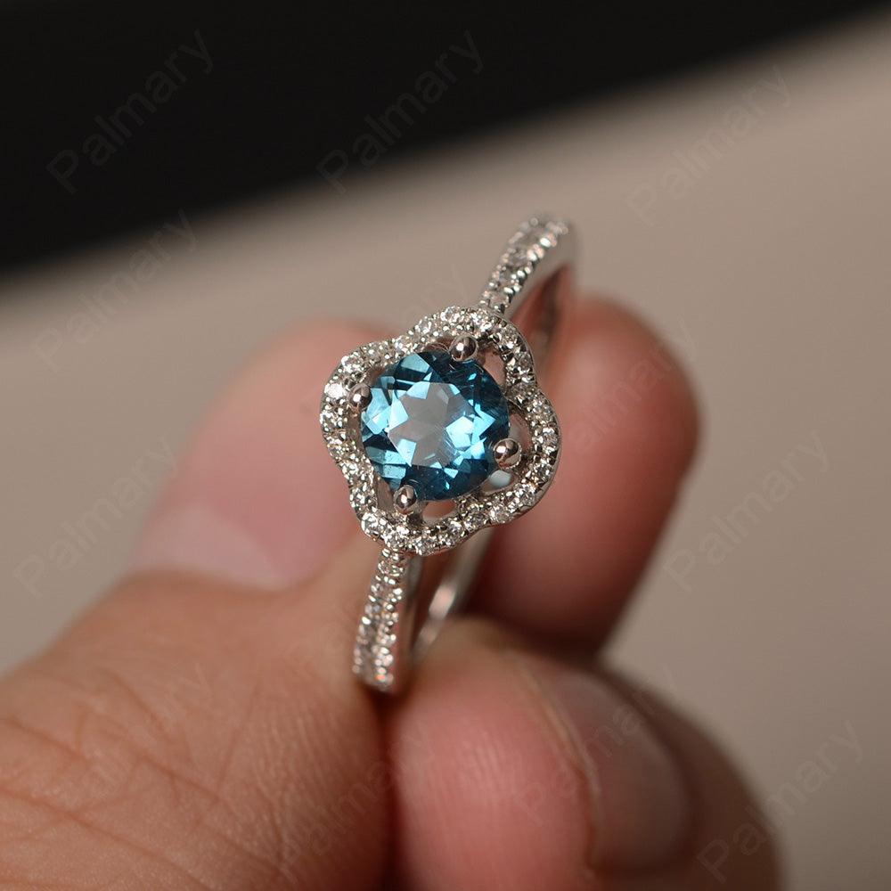 Round Cut Classics London Blue Topaz Halo Rings - Palmary