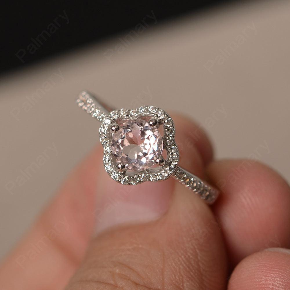 Round Cut Classics Morganite Halo Rings - Palmary