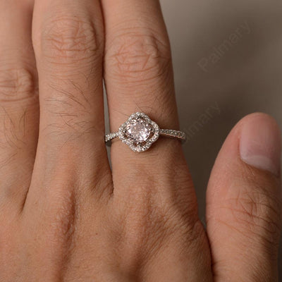 Round Cut Classics Morganite Halo Rings - Palmary