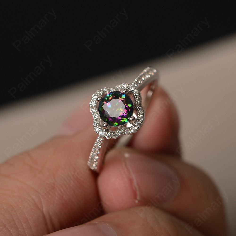 Round Cut Classics Mystic Topaz Halo Rings - Palmary