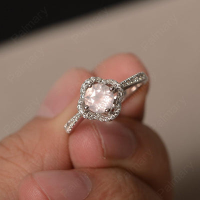 Round Cut Classics Rose Quartz Halo Rings - Palmary