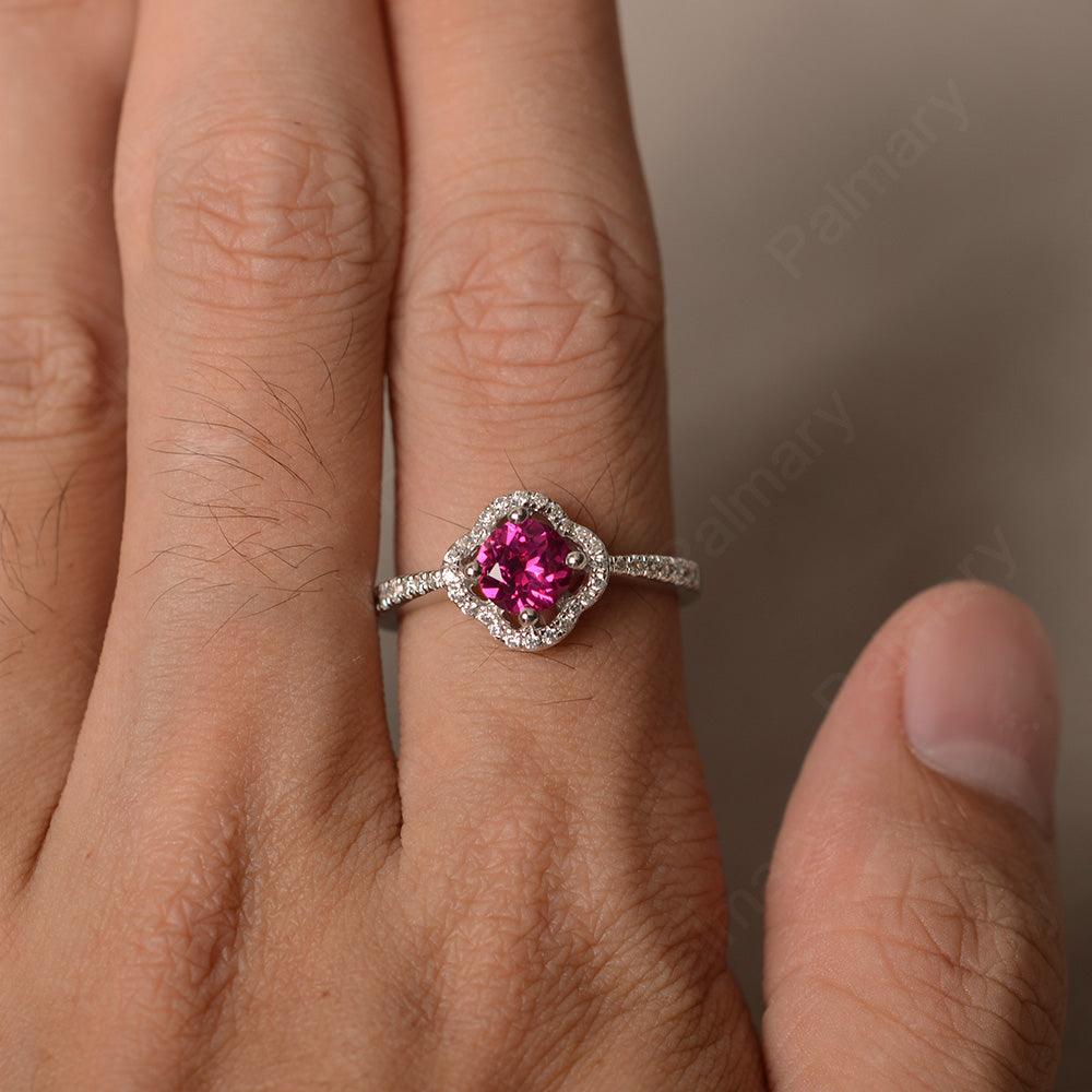 Round Cut Classics Ruby Halo Rings - Palmary