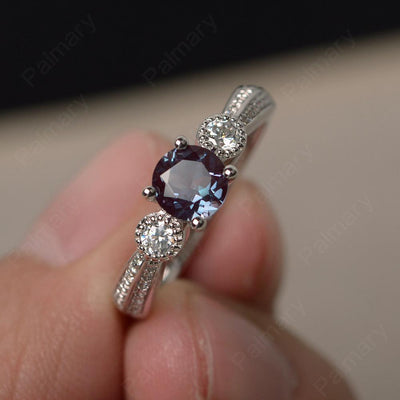 Unique Round Cut Alexandrite Engagement Rings - Palmary